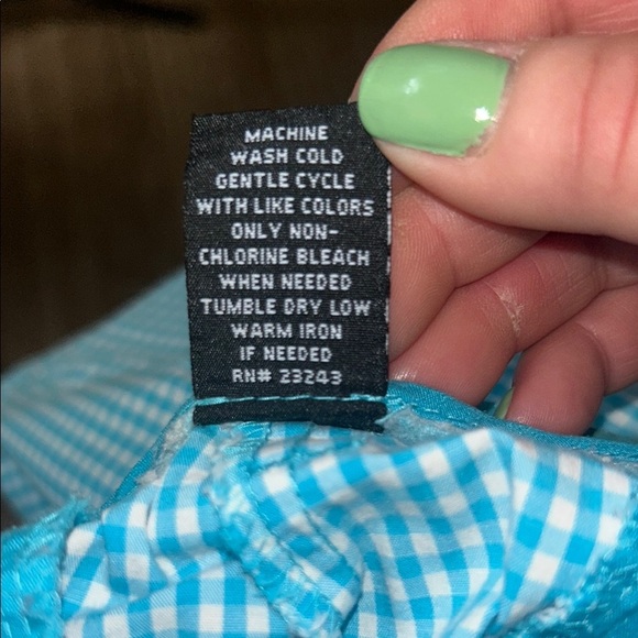 Manhattan Chino Blue Bermuda Shorts Classic Gingham Pattern from NY&Co Size 10 - Picture 8 of 9